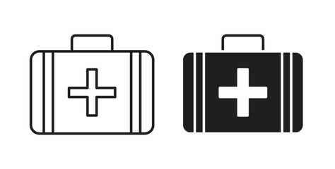 Obraz premium First aid box icon design line and solid vector pack on white background