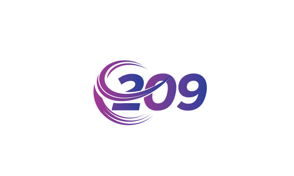 209 Number Logo Design with Purple Gradient Swirl Circle