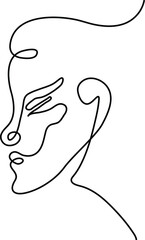 Obraz premium Minimalist Continuous Line Illustration of Human Face Profile Representing Identity Expression and Abstract Elegance Concept