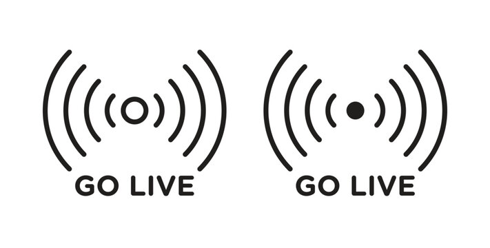 Go live icon design line and solid vector pack on white background