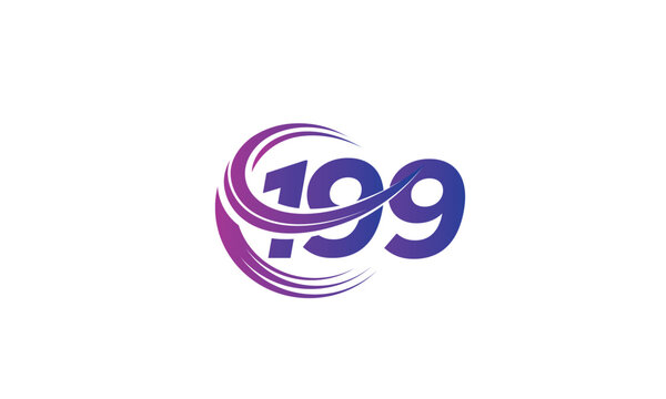 199 Number Logo Design with Purple Gradient Swirl Circle