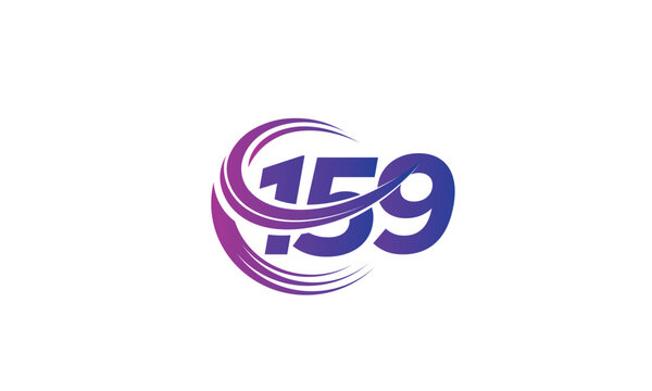 159 Number Logo Design with Purple Gradient Swirl Circle