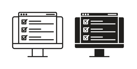 Online exam test icon design line and solid vector pack on white background © No