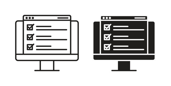 Online exam test icon design line and solid vector pack on white background
