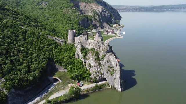 View of Golubac fortress on Danube River in Serbia, Eastern Europe