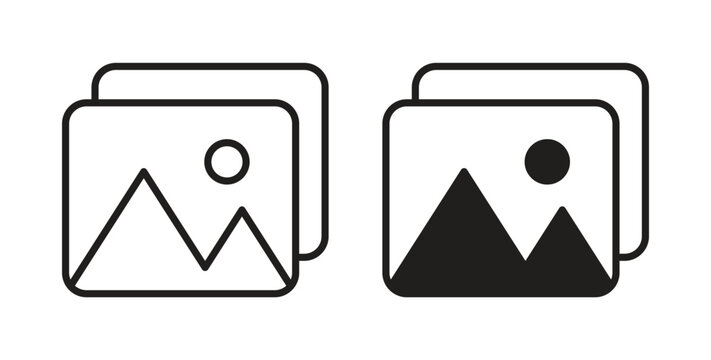 Photo icon design line and solid vector pack on white background
