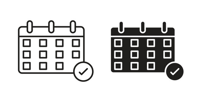 Schedule icon design line and solid vector pack on white background