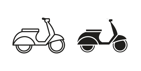 Scooter bike icon design line and solid vector pack on white background © No