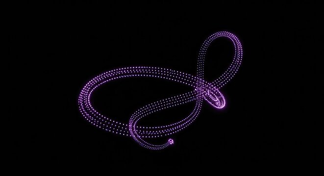 Abstract representation of a complex, winding route. A dotted path twists and turns unexpectedly before fading into an unknown empty background, solution, strategy, confusion