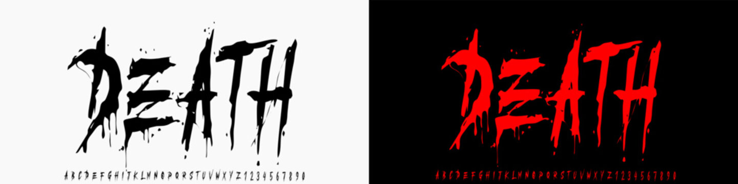 Y2k Dark Lettering tattoo vector type font and grunge style Gothic print designs of Sinner, Angel, Gothic, Love, Baby. Ghotic tattoo font concept. Rock n Roll style lettering