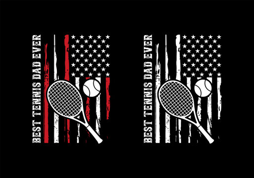 Tennis Dad USA Flag T-shirt Vintage Patriotic