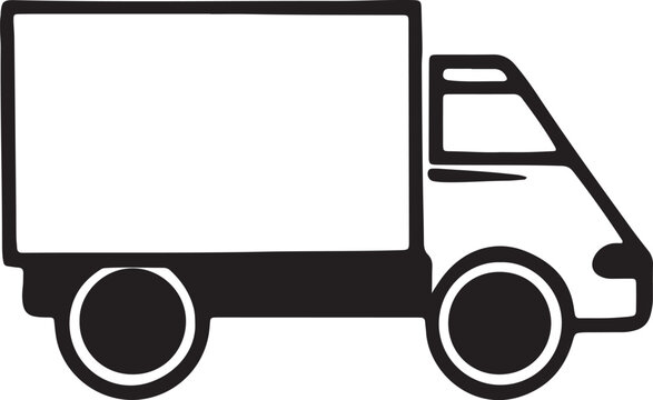 delivery truck line art icon vector illustration isolated on white background
