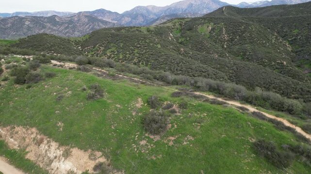 The Crafton Hills near Yucaipa, California, along the Fault line that built the geographic formation neat the San Andreas Fault showing how the Hills were part of the earthquake fault from a UAV Drone