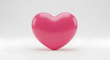 Fototapeta premium Glossy Pink Heart 3D Render Isolated on a Clean White Background, Symbolizing Love and Affection