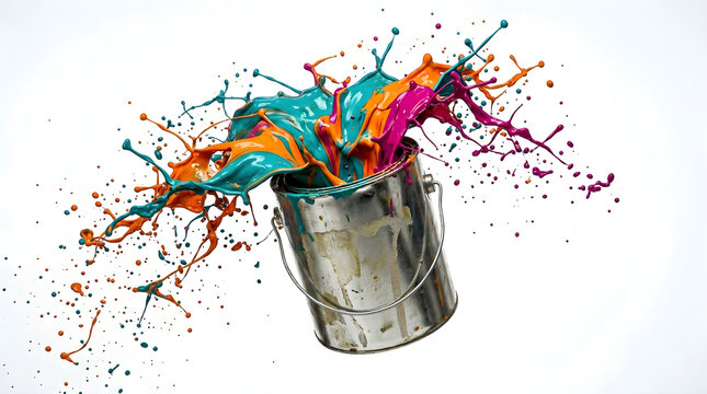 Paint buckets with paint spering