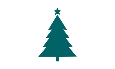 Obraz premium A cute green Christmas tree made of paper is placed on a transparent background.