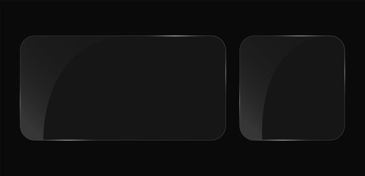 Square and Rectangle Light Glass Panel Border on Dark Background. Vector Illustration