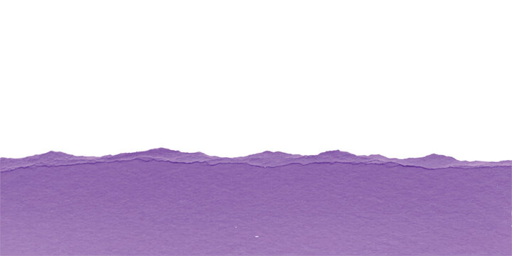 A horizontal strip of textured purple paper with a rough torn edge positioned against a plain white background