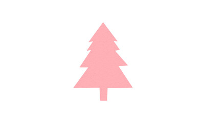 Fototapeta premium A cute pink Christmas tree made of paper is placed on a transparent background.