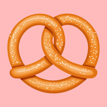 Traditional pretzel with crispy crust for bakery products marketing and salty snack menu design for festivals and fairs - Vector Illustration
