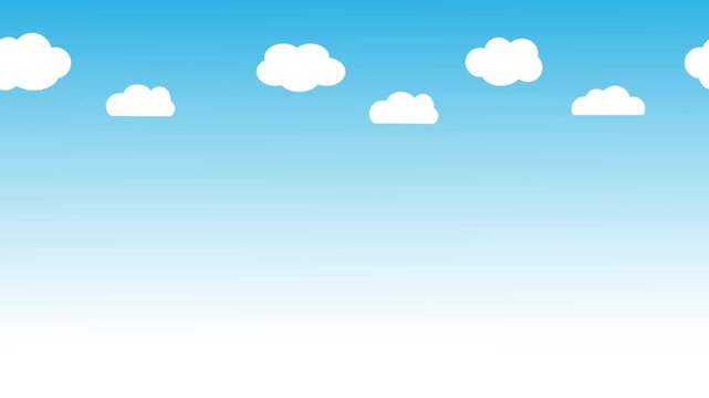 Seamless Cartoon Sky Background with Moving White Clouds and Blue Gradient