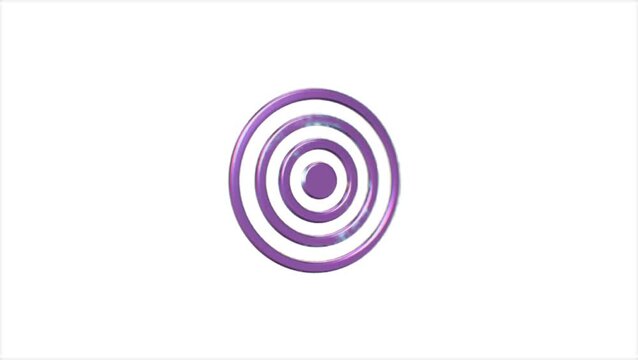 Purple concentric circles logo animation rotating into view