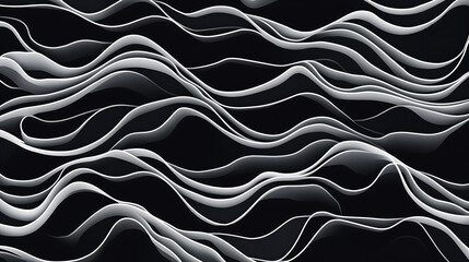 Fototapeta premium Abstract wavy lines on black background.