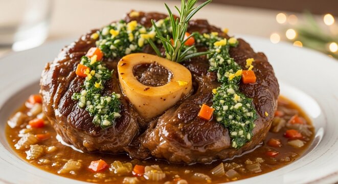 Osso buco dish close up