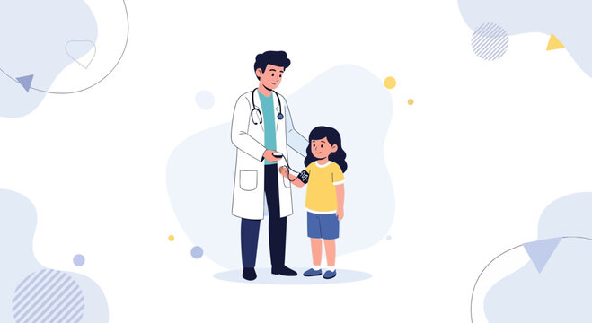 Doctor checking child's blood pressure, pediatric healthcare, medical checkup, doctor visit