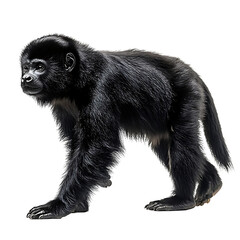 Fototapeta premium Extreme side view full body shot of Yucatan black howler walking isolated on a white background