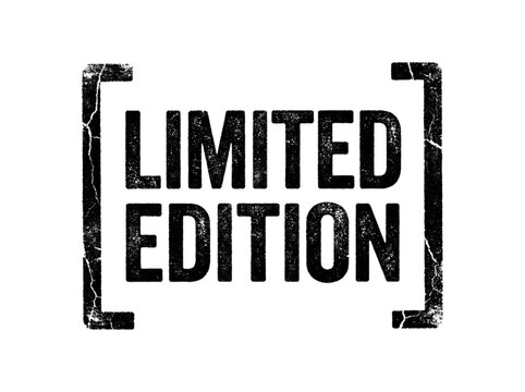 Limited Edition black rubber stamp with distressed grunge texture and brackets, isolated on transparent background. Limited Edition green vector icon. Distressed stamp seal for rare collector items.