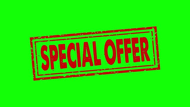 Special Offer rubber stamp animation. special offer texture text Up to down motion graphics. stamp zooming and hit effect 4k video.