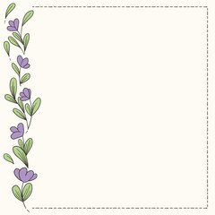 Fototapeta premium Hand drawn Floral Border with Dashed Frame 