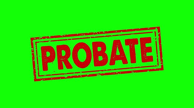 Probate rubber stamp animation. probate texture text Up to down motion graphics. stamp zooming and hit effect 4k video.