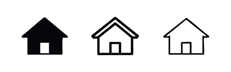 Fototapeta premium Simple Home House Vector Icon Set: Basic Residential Property Symbol