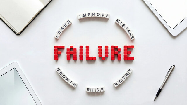 Failure as learning growth and improvement concept representing resilience mistake recovery risk taking retry mindset and iterative development for personal growth entrepreneurship business strategy