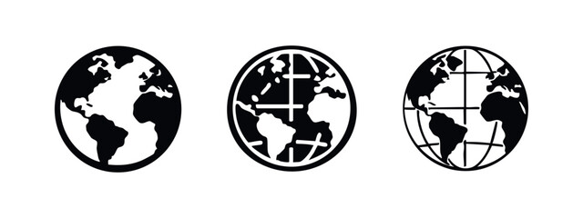Earth Globe World Map Continent Vector Icon Set © liubomir118809