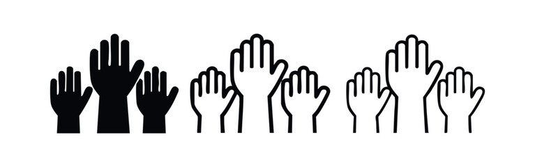 Obraz premium Raised Hands for Participation and Voting Icons Set