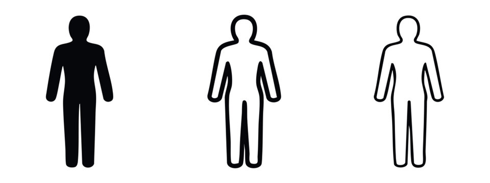 Full Body Man Icons Set. Human Figure Symbol for Gender and People Representation.