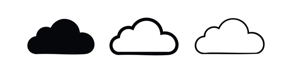 Fototapeta premium Cloud icon set. Data storage, computing, and weather symbol collection in various styles.