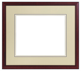 Obraz premium Wide wooden picture frame in PNG format on a transparent background.