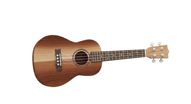 Wooden Ukulele with White Strings and Tuning Pegs