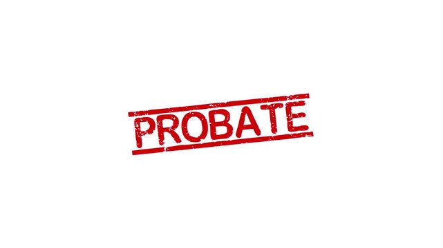 Probate rubber stamp animation. probate texture text Up to down motion graphics. stamp zooming and hit effect 4k video.