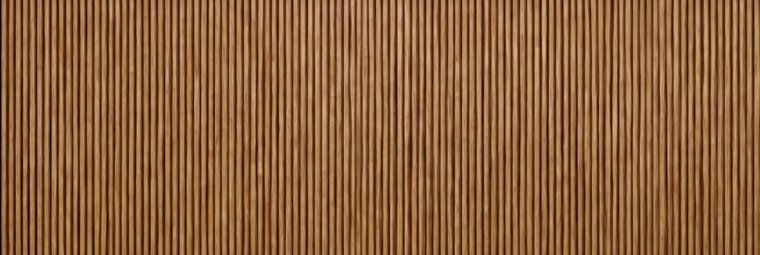 Vertical wooden slats arranged closely together creating a textured, natural brown pattern.