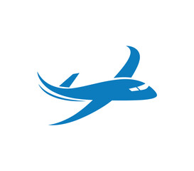 Obraz premium Blue airplane icon on for travel or aviation use