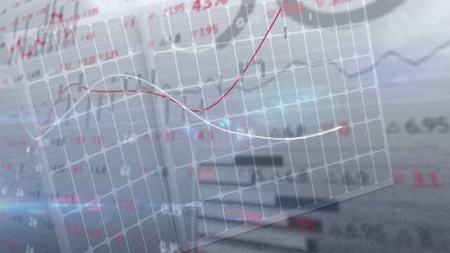 Data ticks starting grid rotating red and white lines rising crossing falling showing market moves