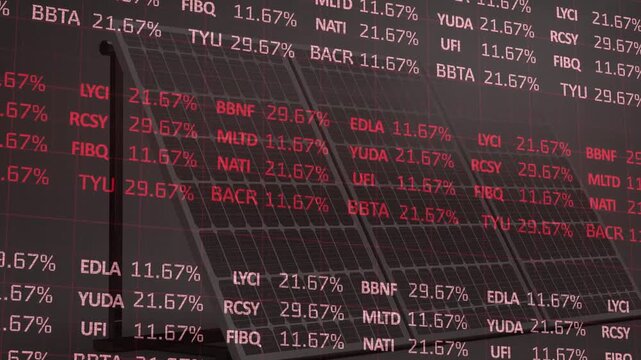 Incoming finance feed starting scrolling red and white codes and % columns, updating panel grid