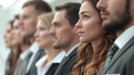 Fototapeta premium Diverse corporate professionals looking ahead together