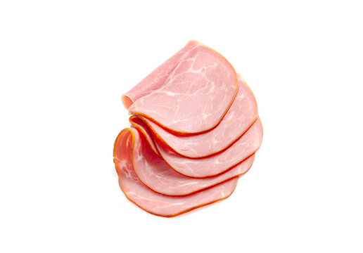 Slices of delicious ham isolated on a white background