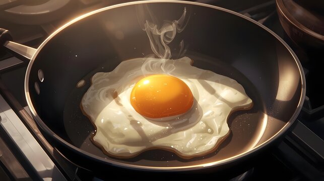 fried eggs in a frying pan